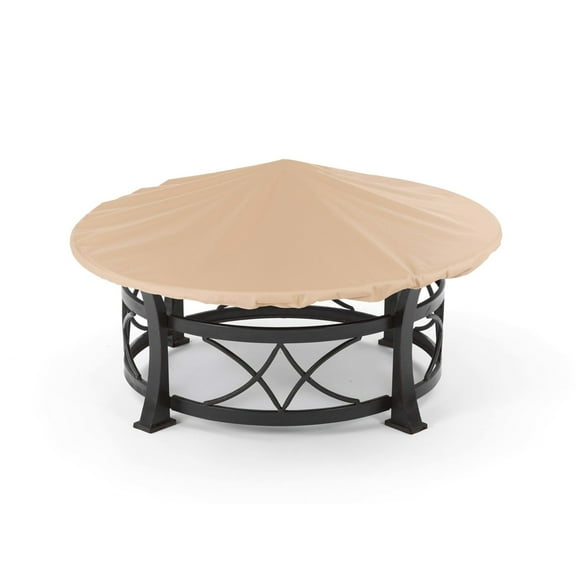 Covermates Ultima Round Fire Pit Top Cover – Waterproof Heavy-Duty Outdoor Protection with Ripstop Polyester, Mesh Air Vents & Secure Buckle Straps, ROUND TOP 42-48 DIAMETER, Ripstop Tan