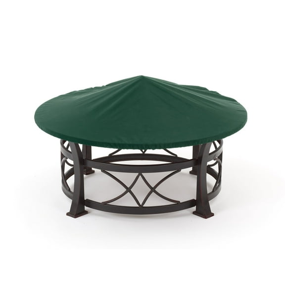 Covermates Classic Round Fire Pit Top Cover – All-Weather, Water-Resistant Outdoor Heavy-Duty Vinyl with Mesh Vent, Elastic Hem & Buckle Straps, ROUND TOP 30-36 DIAMETER, Green