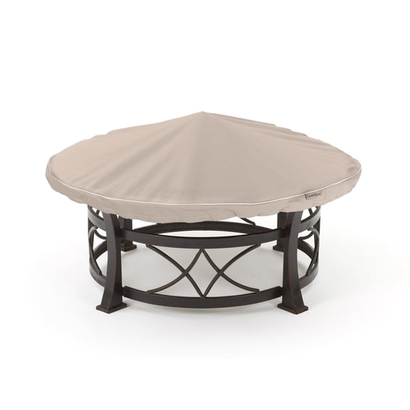 Covermates Prestige Round Fire Pit Top Cover – Heavy-Duty Water-Resistant Outdoor Patio Protection with 900D Polyester, Mesh Air Vents, Buckle Straps & Drawcord Hem, ROUND TOP 54-60 DIAMETER, Clay