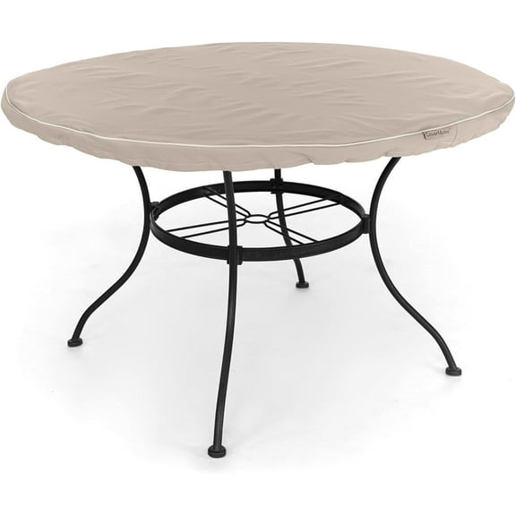 Covermates Round Table Top Cover - Premium Polyester, Weather Resistant, Drawcord Hem, Middle Buckle Strap, Patio Table Covers, Round 54-60 Diameter, Clay