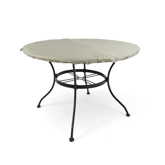 Covermates Elite Outdoor Round Table Top Cover – All-Weather Water-Resistant Polyester, Mesh Ventilation, Adjustable Drawcord & Buckle Straps for Patio Furniture, Round 42-48 DIAMETER, Khaki
