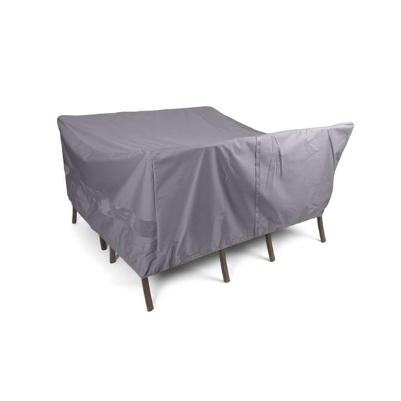 Covermates Elite Outdoor Square Dining Table & Chair Set Cover – All-Weather Polyester, Mesh Vents, Adjustable Drawcord & Buckle Straps, With Umbrella Hole 76W x 76D x 30H, Charcoal