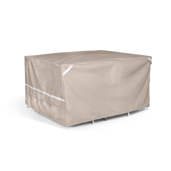 Covermates Prestige Square Outdoor Table & Chair Set Cover – All-Weather Patio Furniture Protection, Water-Resistant Polyester, Mesh Vents, Buckle Straps & Drawcord, Full Table 66W x 66D x 30H, Clay
