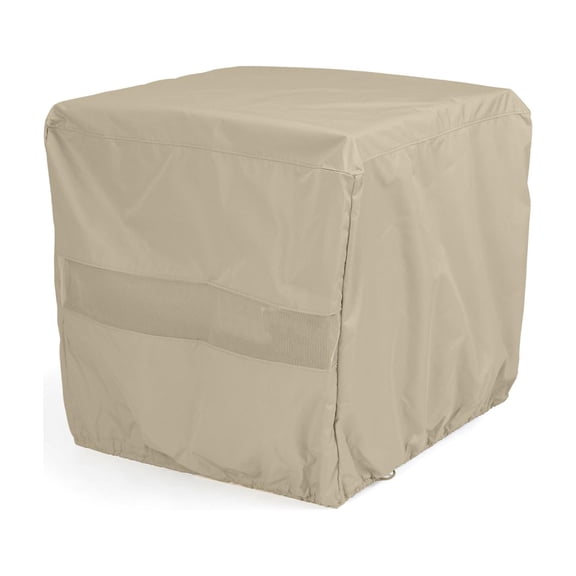 Covermates Elite Square Patio Accent Table Cover – Elite 300D Polyester, Water-Resistant, Drawcord Hem, Mesh Vent, Buckle Straps, Outdoor Side Table & Ottoman Protection, 36W x 36D x 25H, Khaki