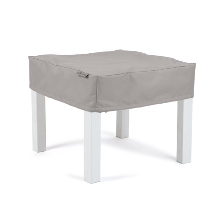 Covermates Square Table Top Cover - Heavy-Duty Polyester, Weather Resistant, Drawcord Hem, Middle Buckle Strap, Patio Table Covers, Square 24W x 24D x 6H, Ripstop Grey
