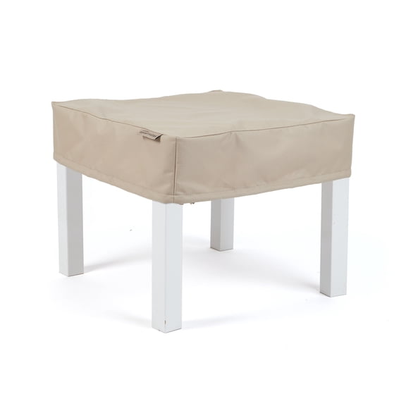Covermates Square Table Top Cover - Heavy-Duty Polyester, Weather Resistant, Drawcord Hem, Middle Buckle Strap, Patio Table Covers, Square 24W x 24D x 6H, Ripstop Tan