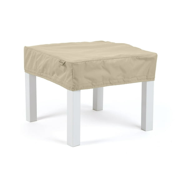 Covermates Square Table Top Cover - Water-Resistant Polyester, Adjustable Buckle Straps, Patio Table Covers, Square 24W x 24D x 6H, Khaki