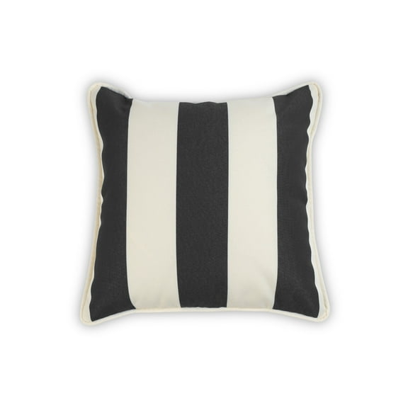 Covermates Throw Pillow - Weather Resistant, Full Side Zipper, LuxeGuard Collection, Ebony Stripe