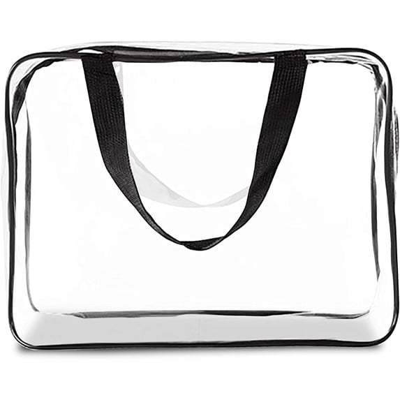 Covers & All Clear Toiletry Makeup Bag, Multipurpose Quart size Transparent Portable Cosmetic Waterproof Pouch, Travel Storage Organizer Dopp Kit, Zipper & Handle, (Pack of 6, 5" H x 7" W x 4" D)