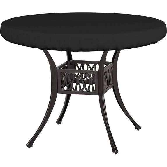 Covers & All Round Table Top Cover, 18 Oz Heavy Duty Waterproof UV & Weather Resistant Patio Table Cover, Outdoor Table Cover for Patio Outdoor Furniture & Coffee Table (60" Diameter x 4" H, Black)