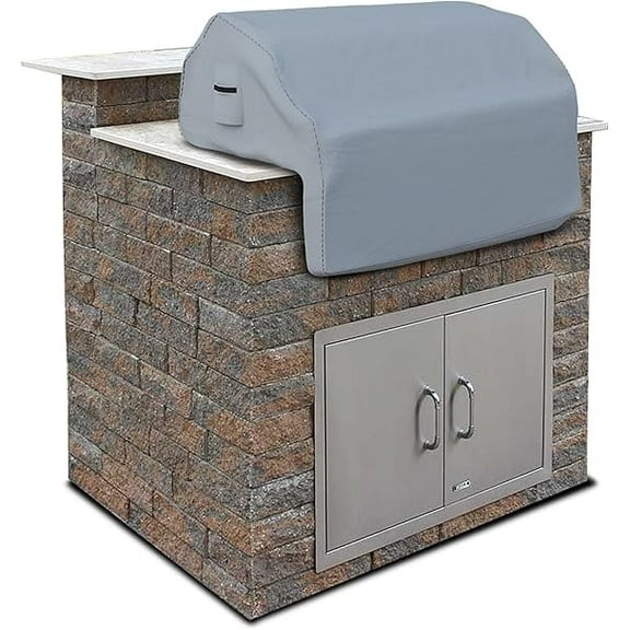 Covers & all Built-in Outdoor Grill Cover, Durable Heavy Duty 18 Oz Waterproof Cover Tuff Material with Air Pocket & Elastic for Snug Fit (32" W x 26" D x 24" H inches, Gray)