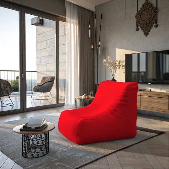 Covers & all Comfortable Sunbrella Bean Bag Chair with Water Resistant Fabric for Ultimate Bean Bag Lounger - Canvas Jockey Red (XXL, 39 L × 37 W × 43 H inch)(Beans not included)