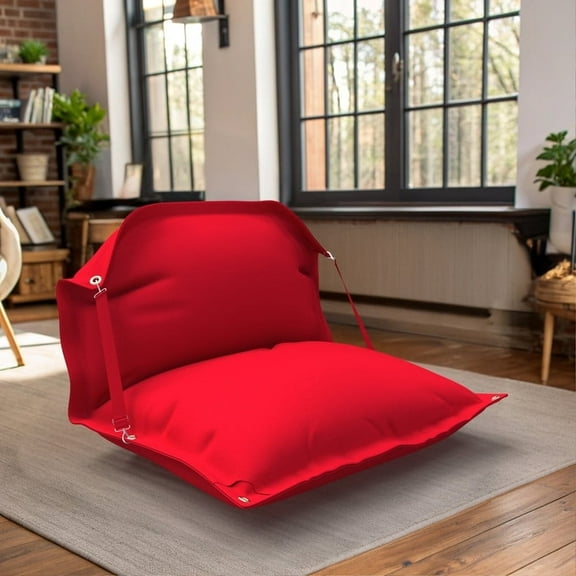 Covers & all Convertible Sunbrella Outdoor Flat Bean Bag with Grommets and Belt, UV Resistant Bean Bag Lounger - Canvas Jockey Red (XXL, 79 L × 59 W × 12 H inch)(Beans not included)
