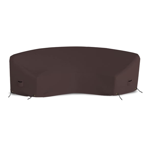 Covers & all Curved Outdoor Couch Cover, 12 Oz PVC Polyester Patio Furniture Cover, Tear & UV Proof Couch Cover Patio with Air Pockets & Drawstrings (120"L x 36"W x 38"H x 82"FL, Coffee)