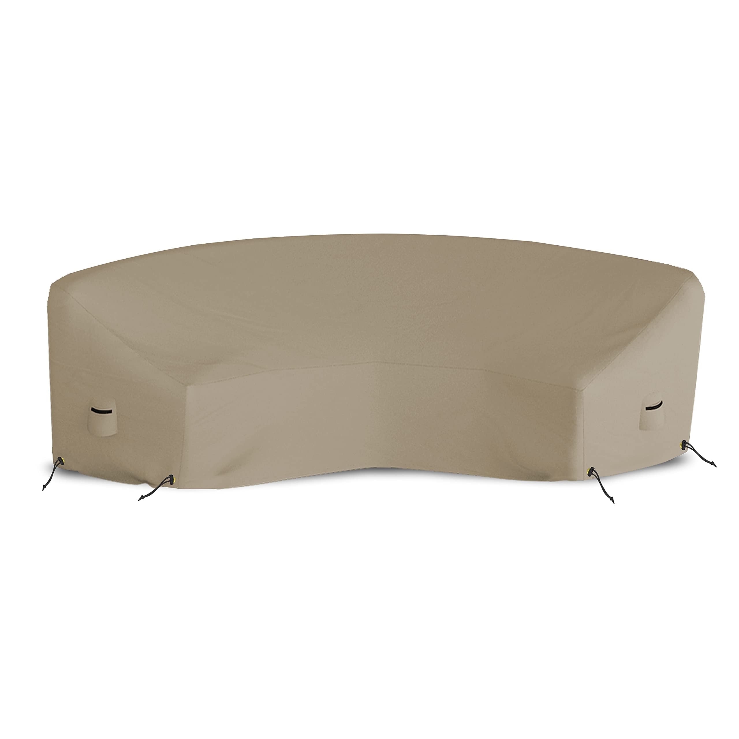 Beige Waterproof Curved Outdoor Sofa Cover with Drawstrings