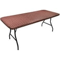 thumbnail image 1 of Covers For The Home Deluxe Elastic Edged Flannel Backed Vinyl Fitted Table Cover - Fashion Diamond (Rust) Pattern - Banquet - 4' x 30", 1 of 5
