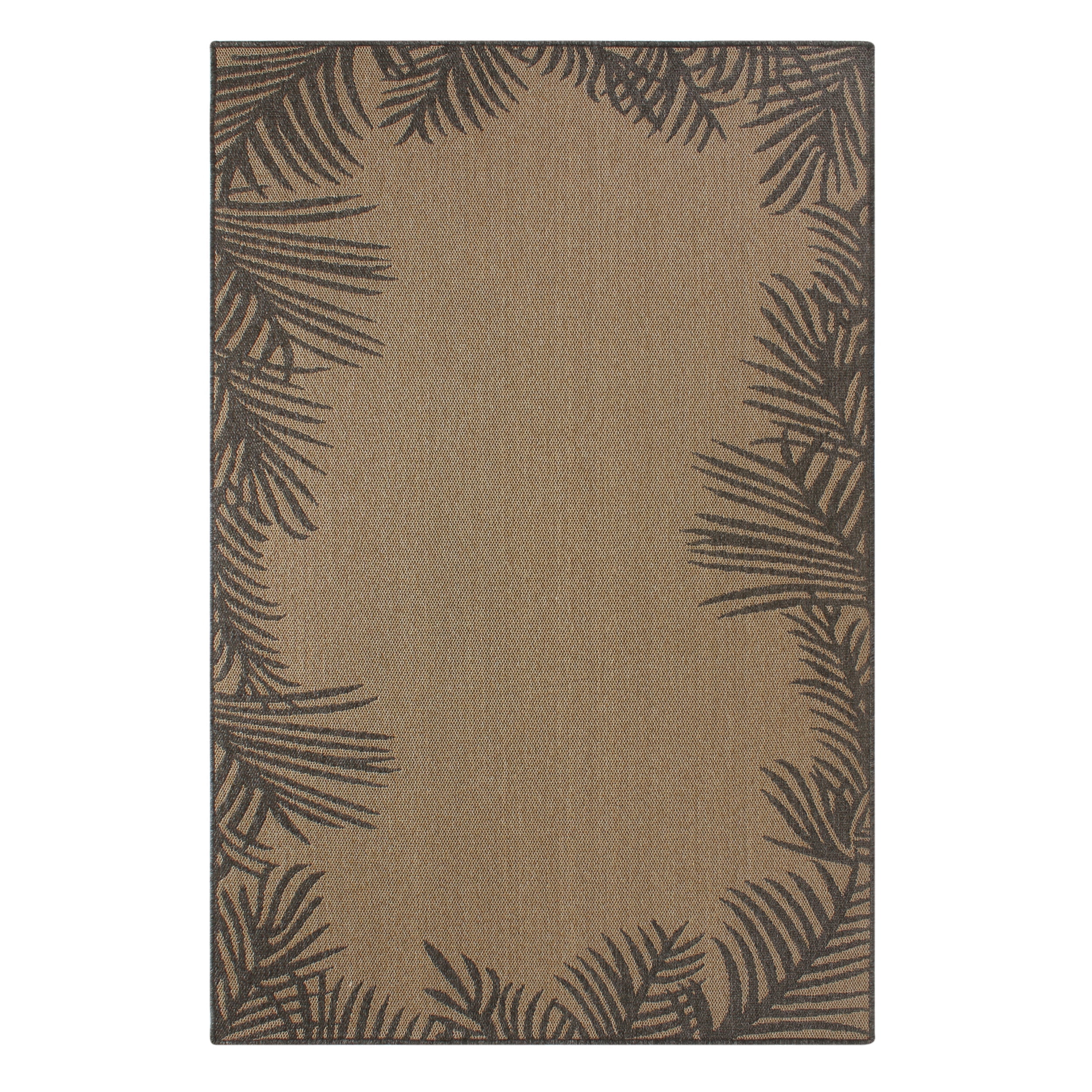 Covers&All Indoor Outdoor Rug, Palm Border Weave 5x7 ft Area Rug ...