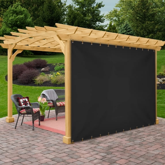 Covers & all Outdoor Clear Panel Curtain, 12 Oz Waterproof UV & Weather Resistant Multipurpose for Patio Cabana Pergola Gazebo Porch Divider, with Rustproof Grommets (8'H x 10'W, Black)