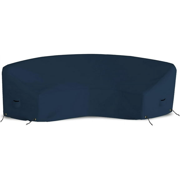 Covers & All Outdoor Curved Couch Sofa Cover with Air Pockets and Drawstrings, 12 Oz Waterproof Weather Resistant Patio Furniture Sectional Sofa Cover (84" BL x 42" FL x 33" H x 31" D Inches, Blue)
