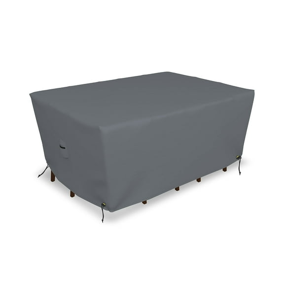 Covers & All Outdoor Patio Rectangle Table & Chair Set Cover 12 Oz Waterproof - 100% Weather Resistant PVC Coated Table Cover with Air Pockets & Drawstring for Snug Fit. (88” L X 58” D X 23” H, Grey)