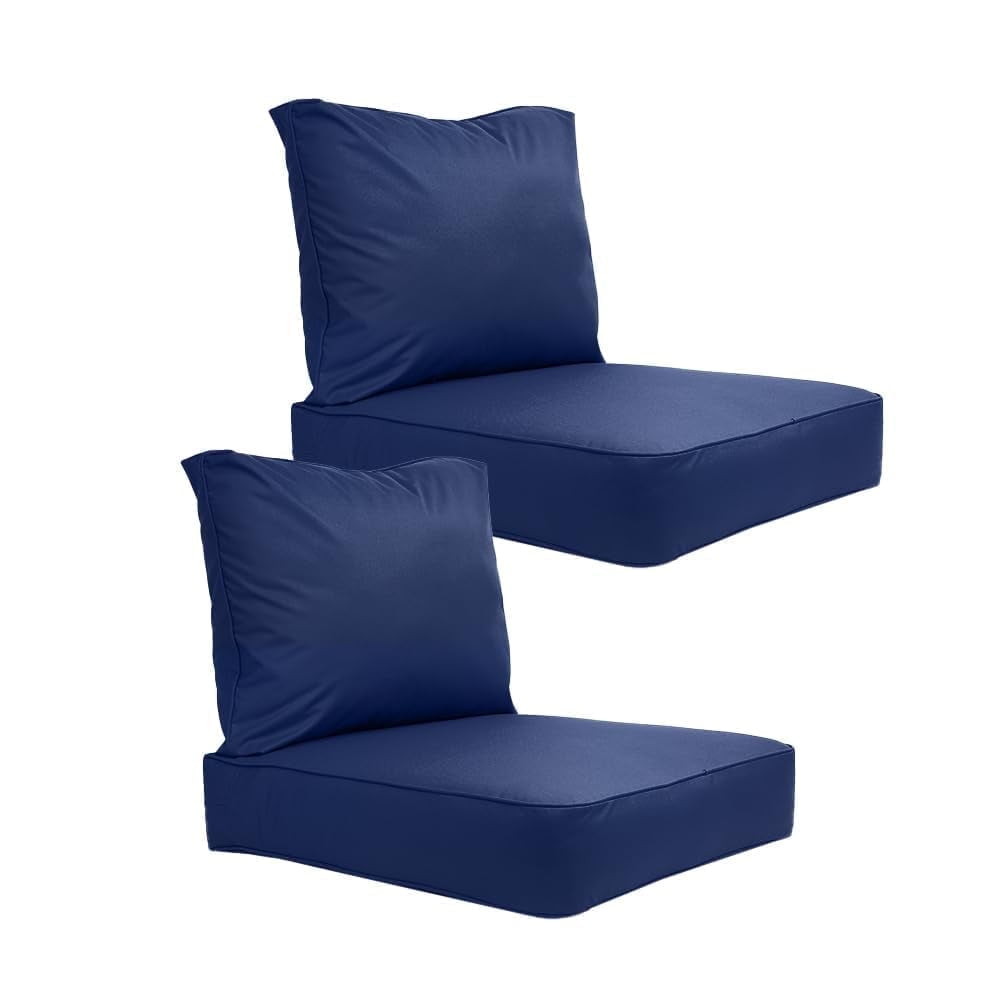 Covers & All Outdoor Seat Cushion Set (Seat + Back) for Patio Furniture, Pack of 2, Water Repellant Replacement Chair Cushions (Navy Blue, 28.5"x28.5"x5" Seat & 28.5"x19" Back)