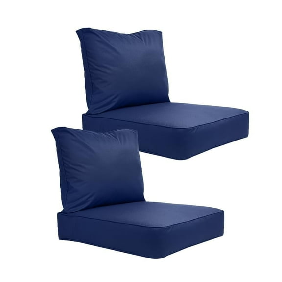 Covers & All Outdoor Seat Cushion Set (Seat   Back) for Patio Furniture, Pack of 2, Water Repellant Replacement Chair Cushions (Navy Blue, 28.5"x28.5"x5" Seat & 28.5"x19" Back)