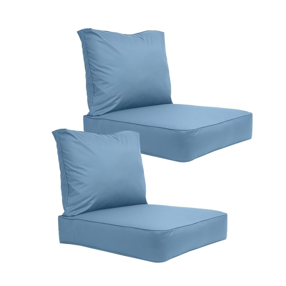 Covers & All Outdoor Seat Cushion Set (Seat + Back) for Patio Furniture, Pack of 2, Water Repellant Replacement Chair Cushions (Sky Blue, 28.5"x28.5"x5" Seat & 28.5"x19" Back)