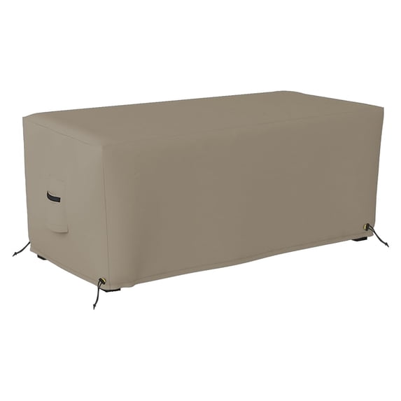 Covers & all Rectangle Ottoman Cover, 12 Oz Waterproof UV & Weather Resistant Patio Garden Furniture Stool Protector, Indoor Outdoor with Air Vents & Drawstrings (32"L x 22"W 17"H, Beige)