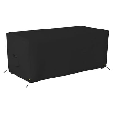 Covers & all Rectangle Ottoman Cover, Heavy Duty 18 Oz Waterproof UV & Weather Resistant Patio Garden Furniture Stool Protector, Indoor Outdoor, Air Vents & Drawstrings (32"L x 22"W x 17"H, Black)