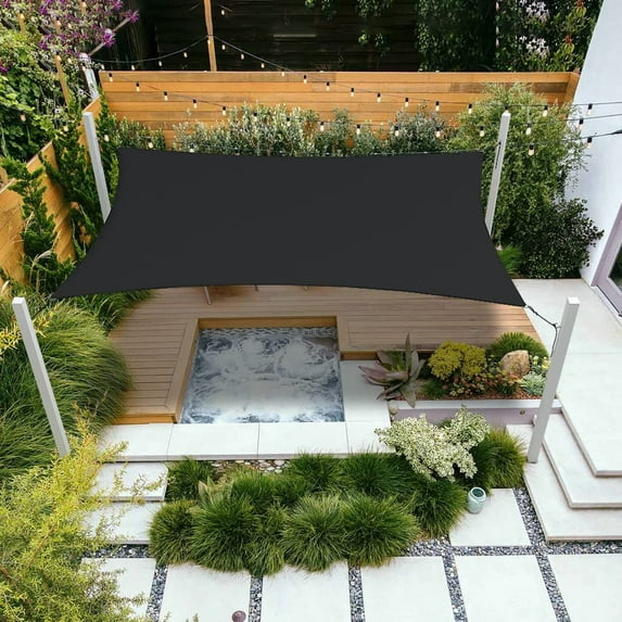 Covers & all Rectangle Waterproof Sun Shade Sail with 4mm Cable at Edges, Shade Max+ 12 oz Polyester Resistant to Water & UV-Rays, Ideal for Indoor and Outdoor Use (12' x 14', Black)