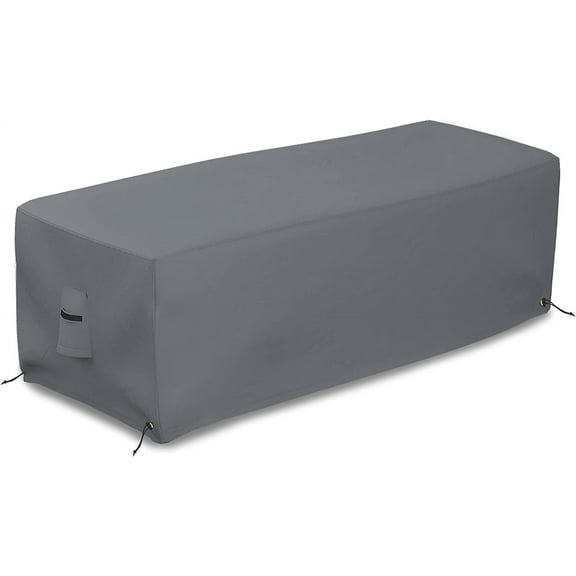 Covers&All Rectangular Fire Pit Cover, Rectangle shape, 12 Oz Waterproof UV & Weather Resistant, Patio Lawn Garden Backyard Outside, with Air Vents & Drawstrings (32"L X 22"W X 17"H Inches, Gray)