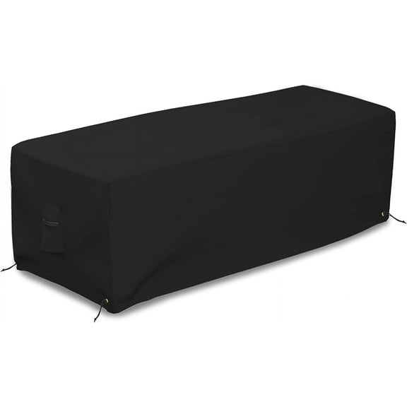 Covers&All Rectangular Fire Pit Cover, Rectangle shape, 12 Oz Waterproof UV & Weather Resistant, Patio Lawn Garden Backyard Outside, with Air Vents & Drawstrings (48"L x 25"W x 18"H Inches, Black)