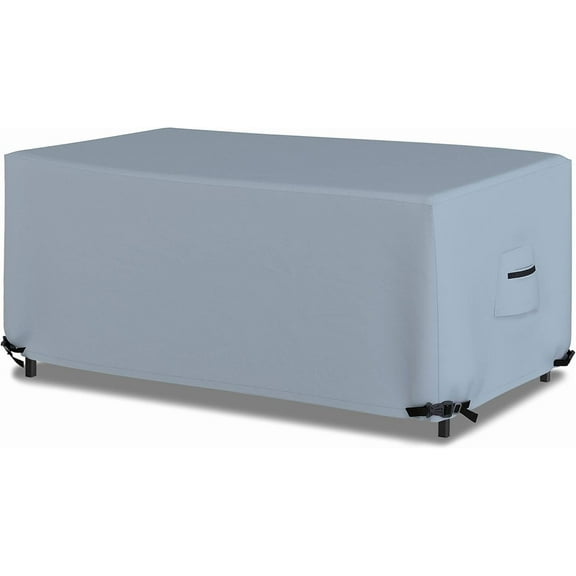 Covers & all Rectangular/Oval Outdoor Table Cover 18 Oz Waterproof - Rectangle Table Cover with 100% Weather Resistant Drawstring for Snug Fit (9.5" H x 84.5" W x 56" D, Gray)