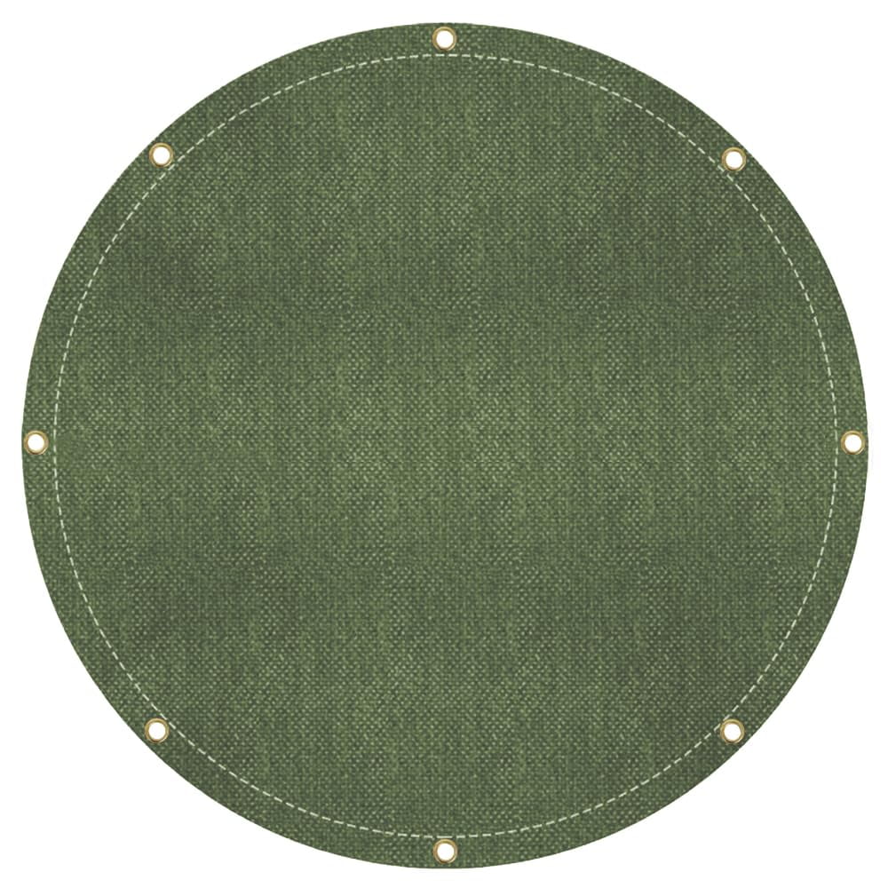 Covers & All Round Canvas Tarp, 16 oz 550 GSM 28 Mil Heavy Duty Multi-Purpose Tarpaulin Cover for Swimming Pools Hot Tubs Baseball Pitcher Mounds Haystacks and More (Olive Green, 5 Feet)