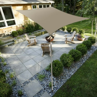 Covers & all Square Waterproof Sun Shade Sail with 4mm Cable at Edges, Shade Max+ 12 oz Polyester Resistant to Water & UV-Rays, Ideal for Indoor and Outdoor Use (10' x 10', Beige)