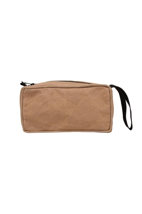 Waxed Canvas Bag, 18 oz 600 GSM Canvas Pouch Utility Dopp kit, Multipurpose Storage Travel Bathroom Makeup Toiletries Stationery Tools (Tan, 11" L X 6 W X 6 H)