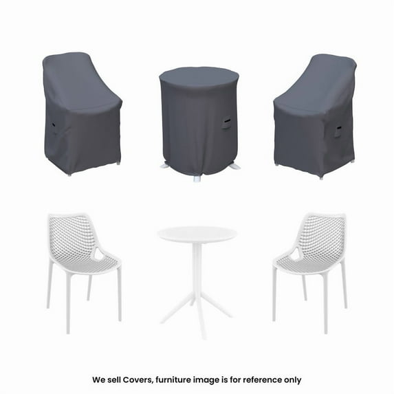 Covers & all Outdoor Bistro Set Covers for Farrah Sky 2-Person Round Table & Chairs, Water-Repellent UV-Resistant Polyester