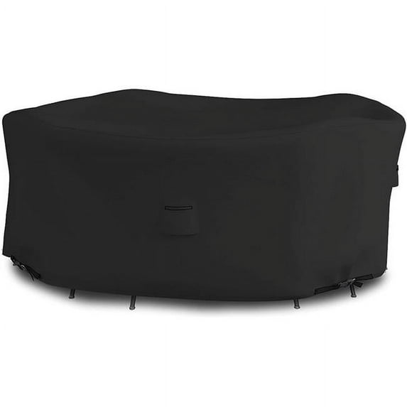 Covers & All RPT-M-Black-01 12 oz Waterproof Outdoor Patio Round Table & Chair Set Cover Black - 60 in.