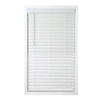 Coverscaped 2.5" Cordless Faux Wood Smooth White Blinds with 3.25" Smooth Valance, 36 x 64