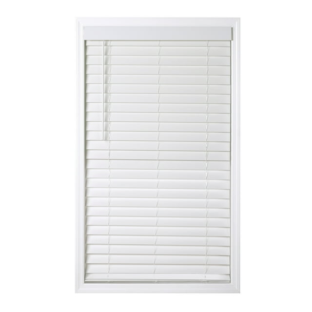 Coverscaped 2.5" Cordless Faux Wood Smooth White Blinds with 3.25