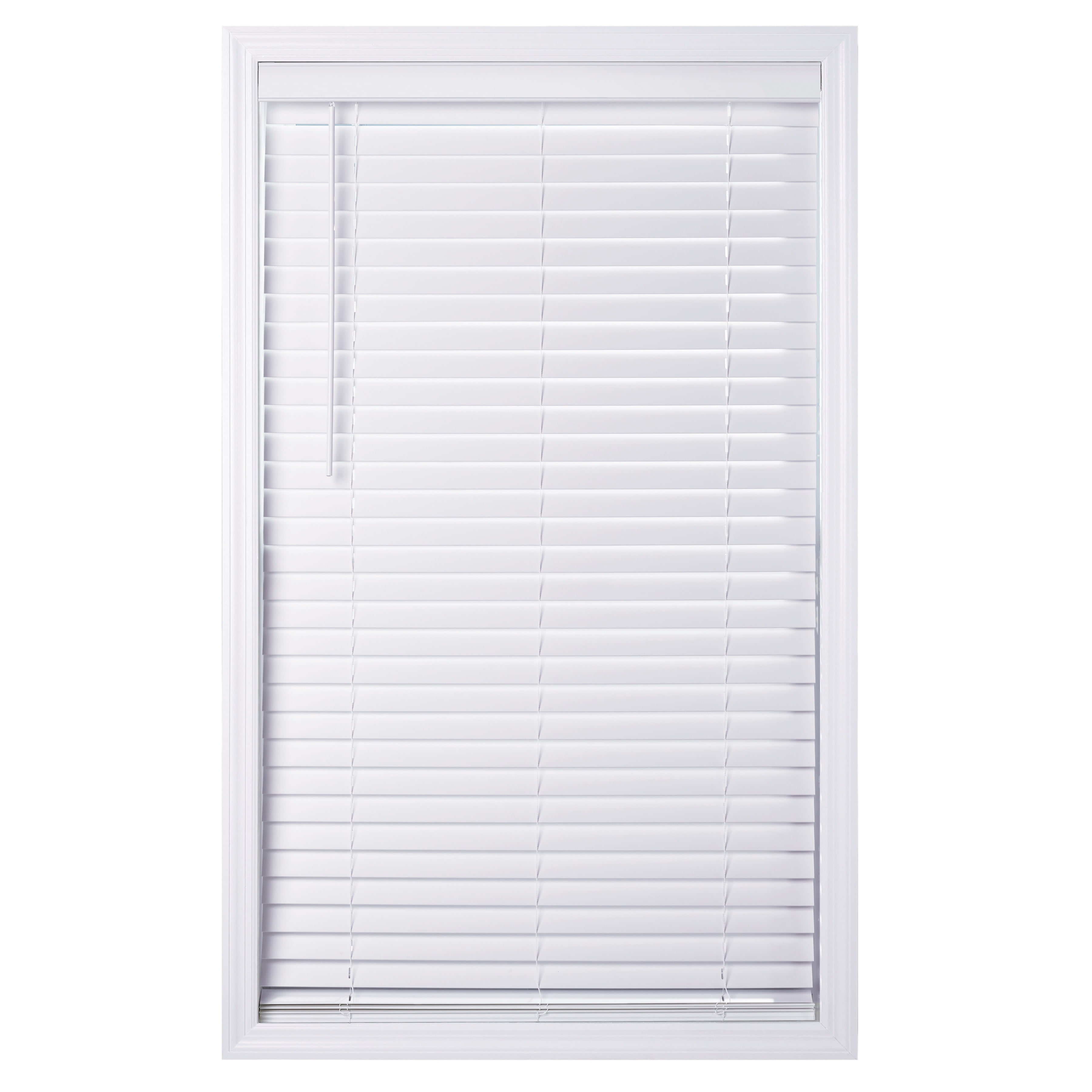 Coverscaped 2" Cordless Faux Wood Smooth White Blinds, 18.25" x 84"