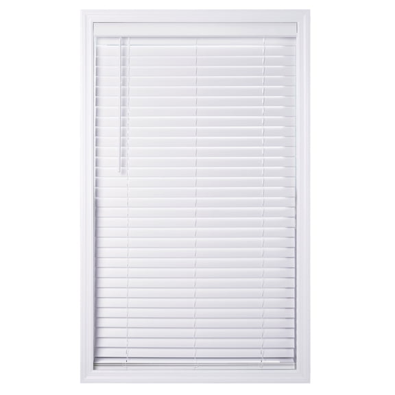 Coverscaped 2" Cordless Faux Wood Smooth White Blinds, 33" x 64"