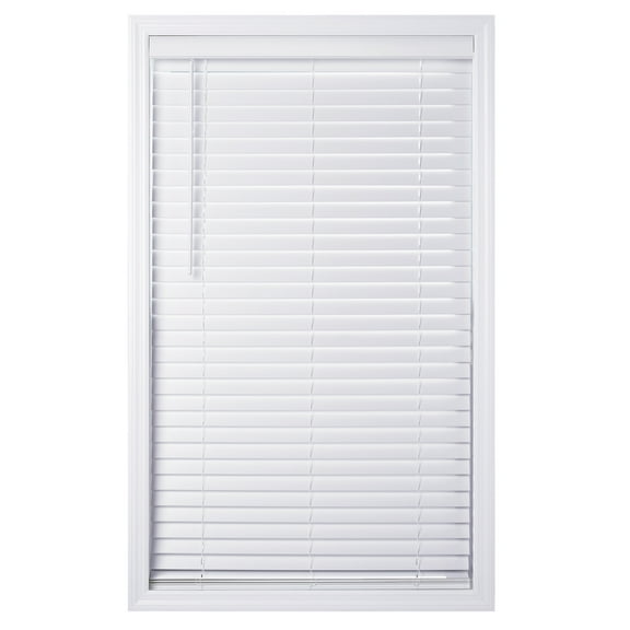 Coverscaped 2" Cordless Faux Wood Smooth White Blinds, 38" x 36"