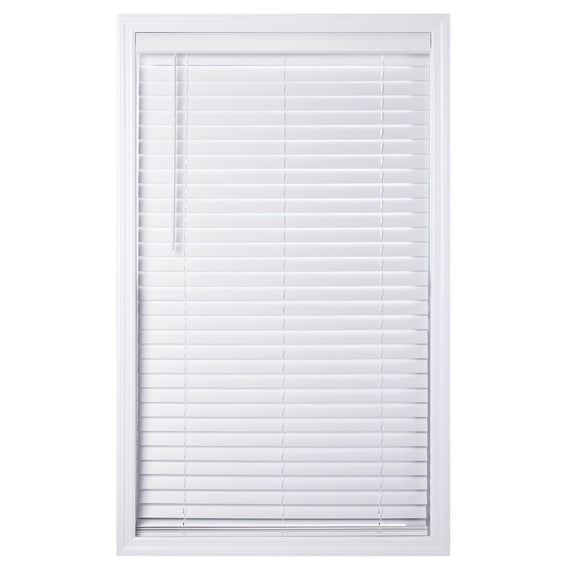 Coverscaped 2" Cordless Faux Wood Smooth White Blinds, 48" x 74"