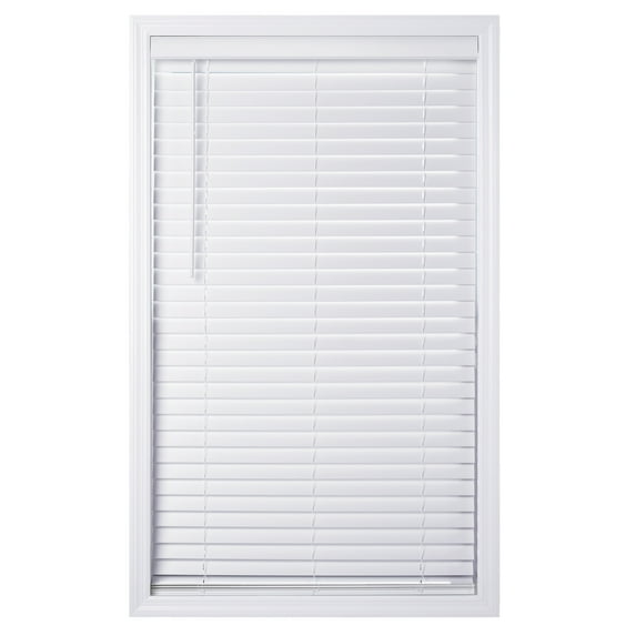 Coverscaped 2" Cordless Faux Wood Smooth White Blinds, 55" x 48"