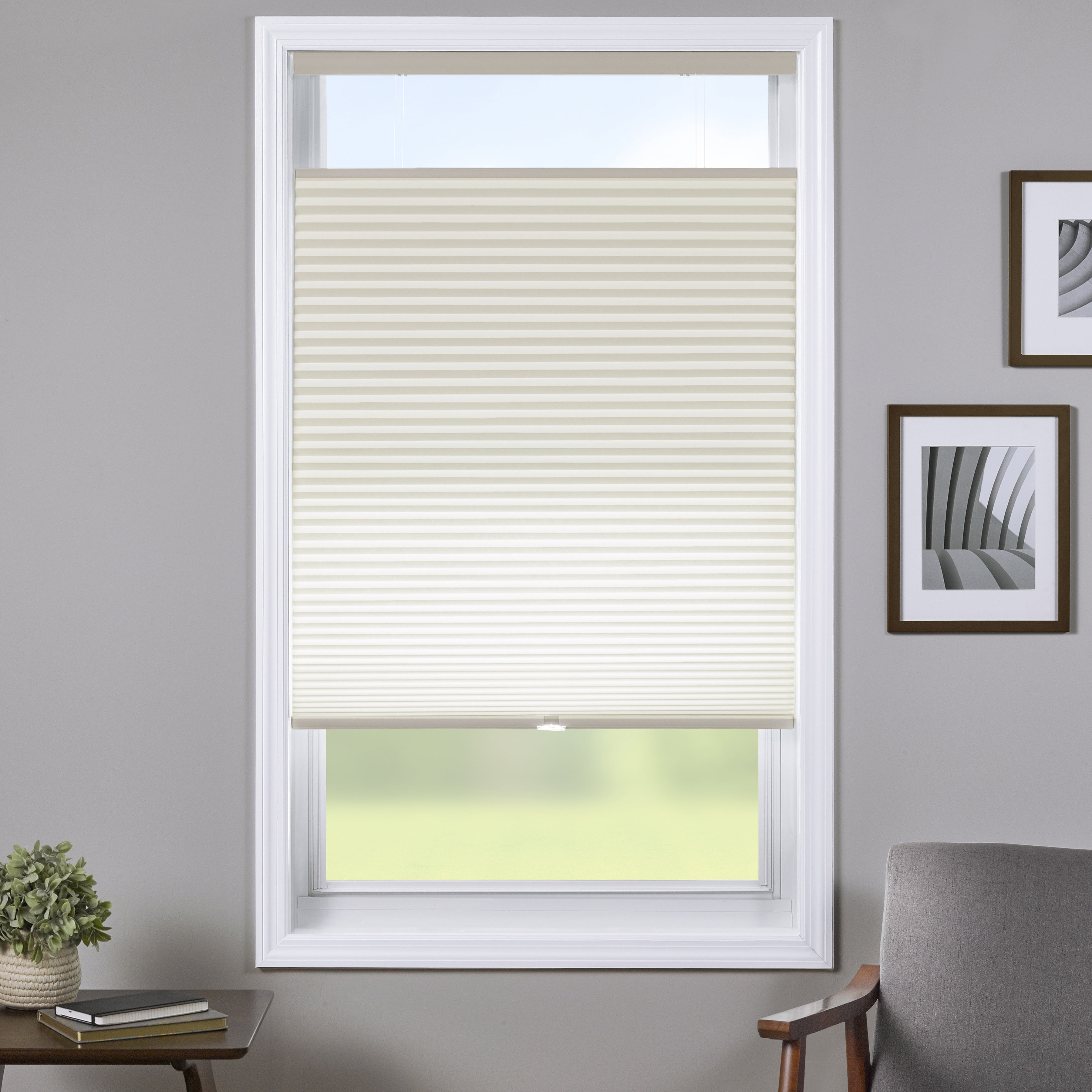 Coverscaped Top-Down Bottom-Up Cellular Shade, Light Filtering Alabaster, 21.75" x 62"