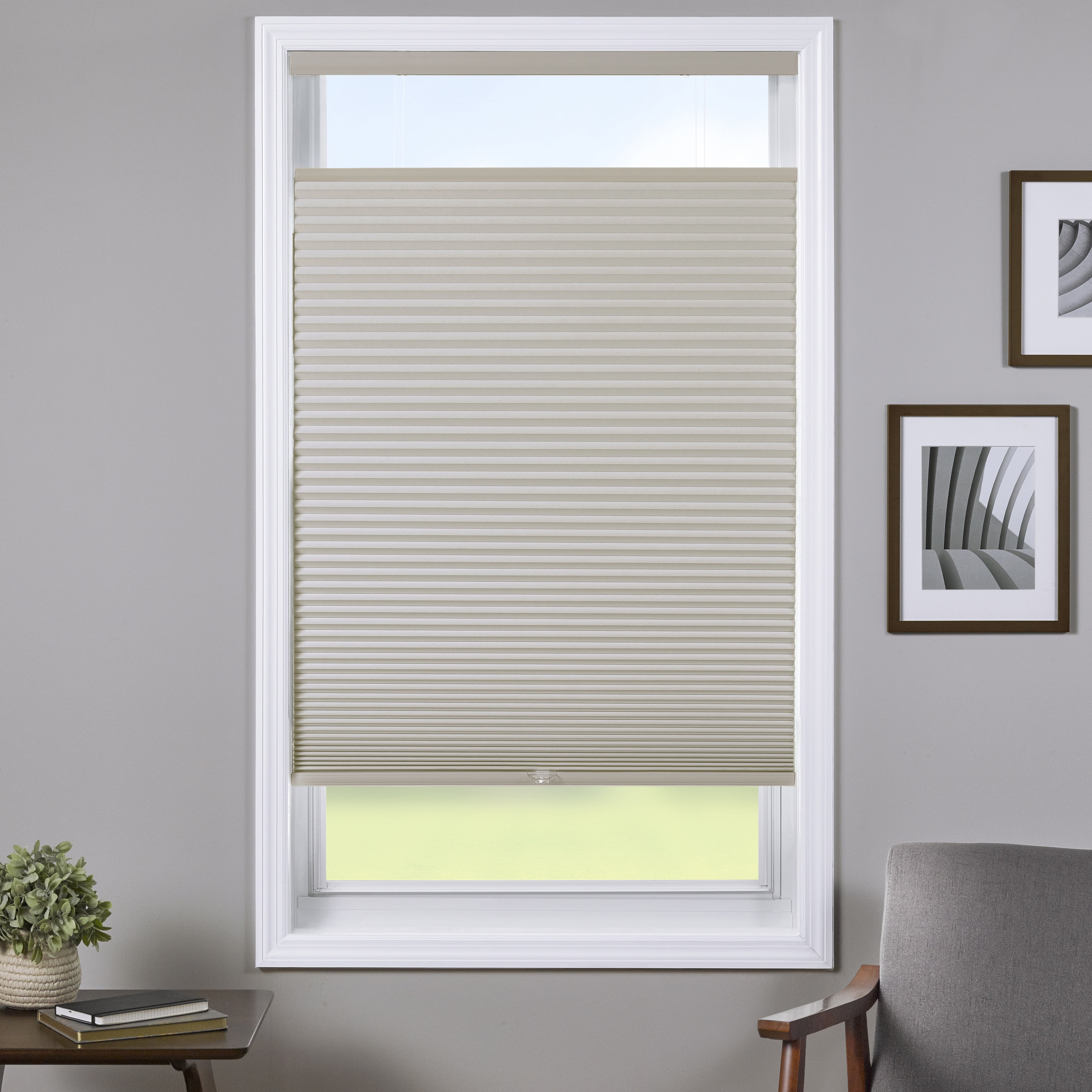 Coverscaped Top-Down Bottom-Up Cellular Shade, Room Darkening Alabaster, 28.5" x 48"