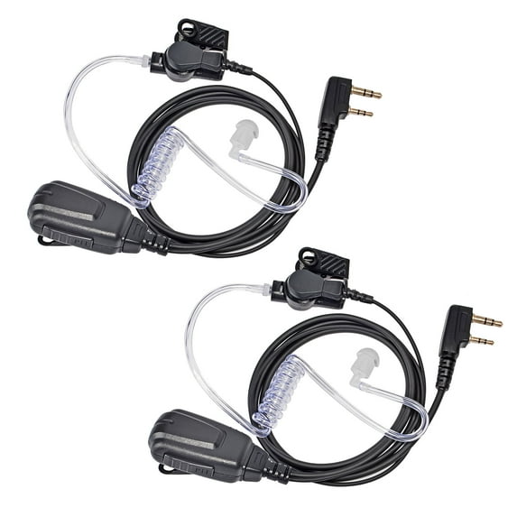Covert Acoustic Tube Walkie Talkie Earpiece Headset with Mic for 2 Pin Kenwood Two Way Radio