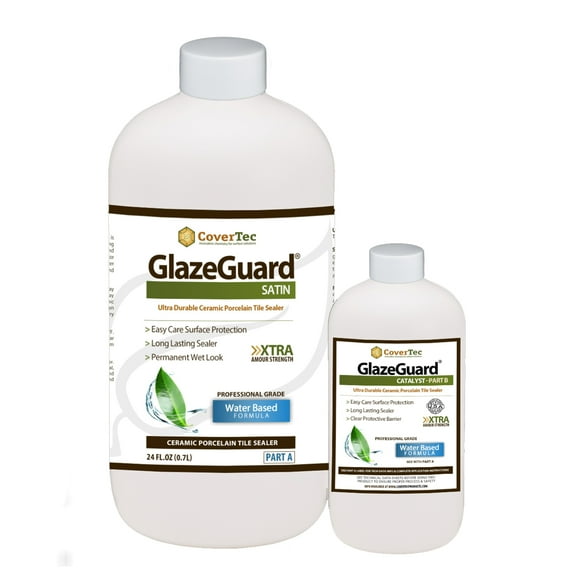 Covertec 1GLZGRDSTN32OZ2PRT GlazeGuard Satin Ceramic & Porcelain Tile Sealer, 32 oz
