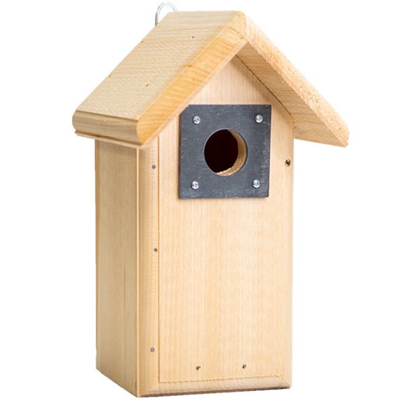 Coveside Backyard Bird House - Wooden Pine Nesting Box with 1.5" Entry Hole, Slate Predator Guard & Side Access - Durable Outdoor Birdhouse for Bluebirds, Wrens, Chickadees & More - Made in USA